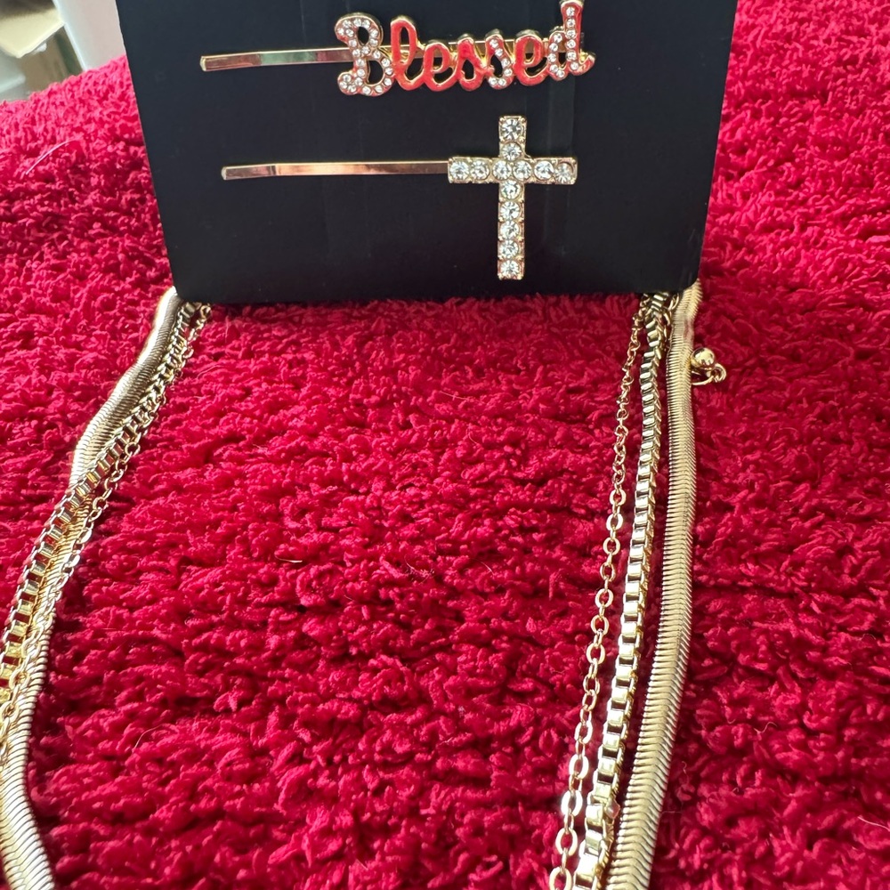 Hair Clip/Necklace Set Blessed Cross